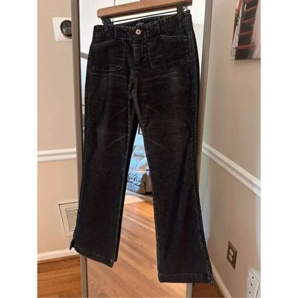 Express Low Waisted Washed Black Flare Jeans Juniors 3/4 Trending - Picture 1 of 5